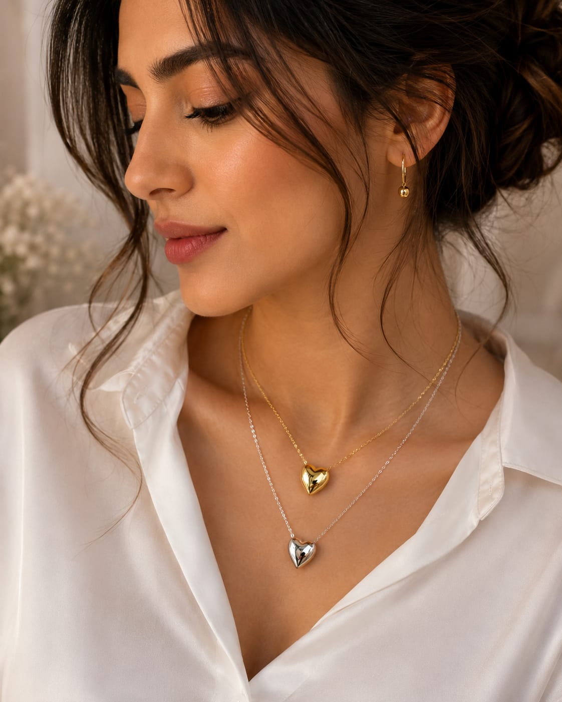 Stainless Steel Heart Shape Necklace | Love Heart Pendant Necklace | Girls & Women Fashion