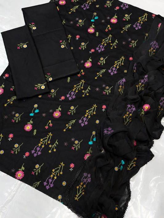 Batik 3PC Lawn - Front Sleeves Trouser Emb with Chiffon Dupatta