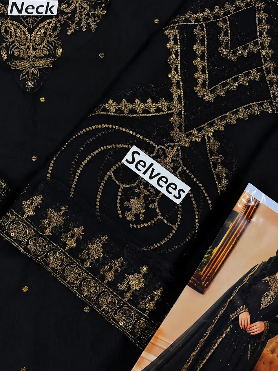 Haris Shakeel HSL_23_104 Chiffon - Heavy Emb Black & Aatashi
