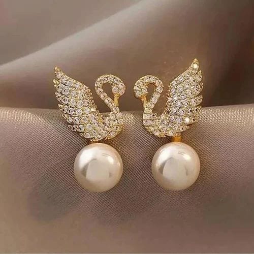 ZJE-911 Swan Pearl Earrings – Elegant Korean Style Jewellery , Stylish Accessory for Women
