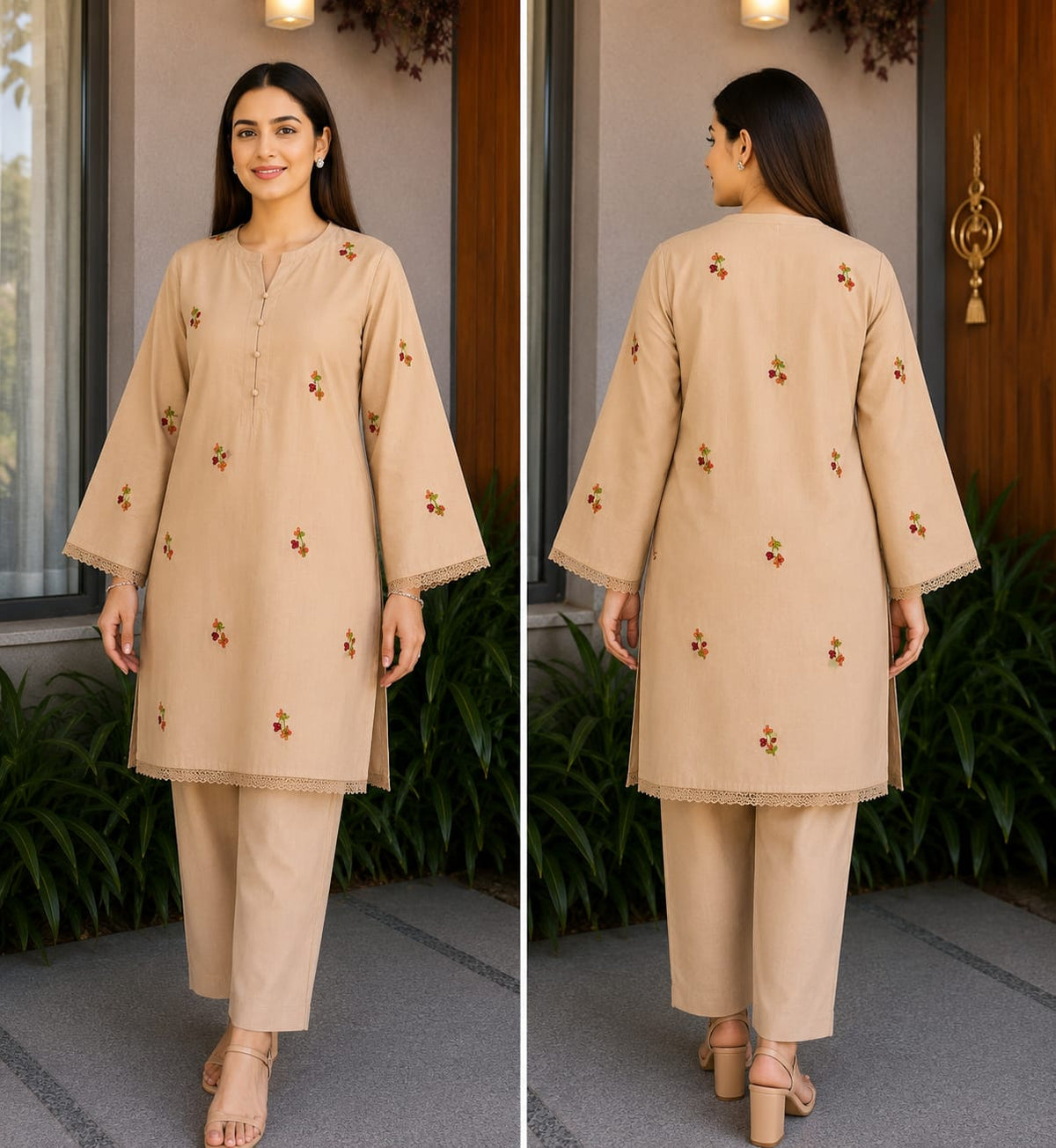 Bareeza Premium Allover Embroidered Lawn 2PC | Front Back Sleeves Emb | Dyed Trouser