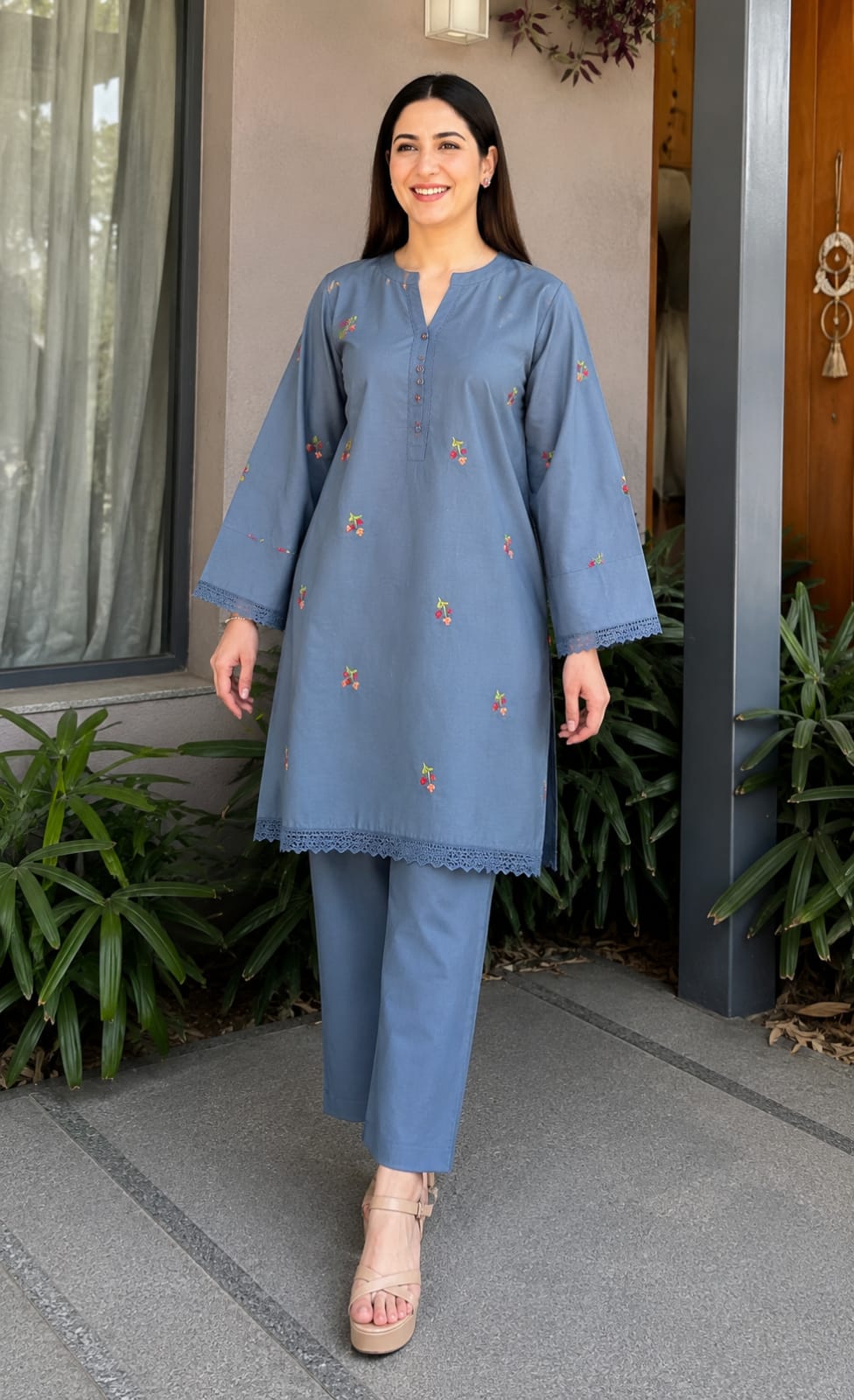 Bareeza Premium Allover Embroidered Lawn 2PC | Front Back Sleeves Emb | Dyed Trouser