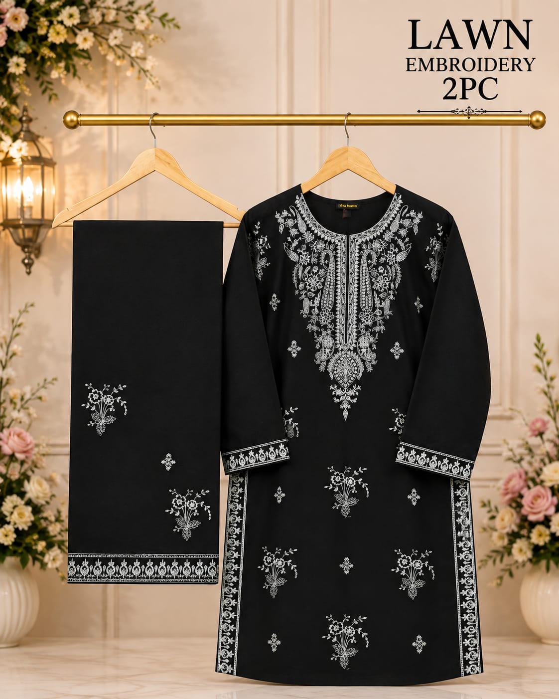 Lawn Party Wear Embroidered 2PC Stitched Suit | Heavy Embroidered Shirt and Trouser