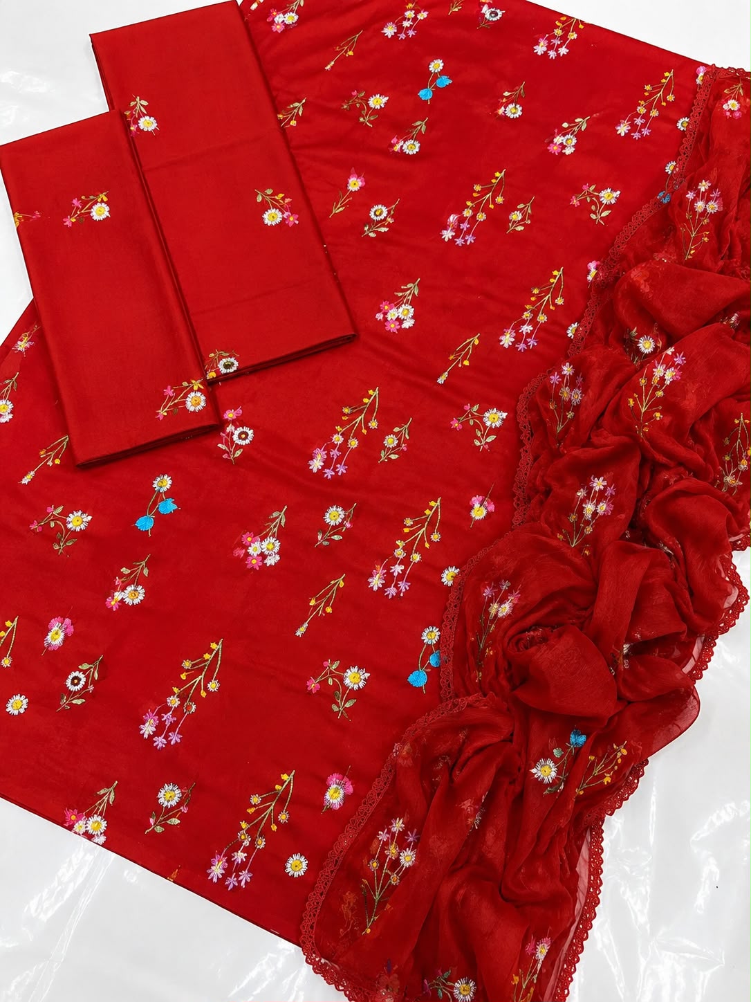 Batik 3PC Lawn - Front Sleeves Trouser Emb with Chiffon Dupatta