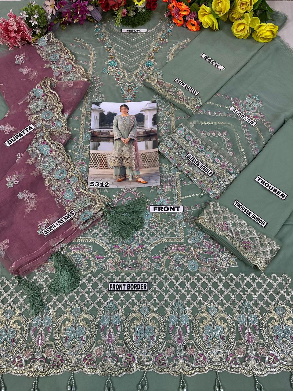 Imrozia Chiffon/Net - Premium Adda Work Embroidered Suit