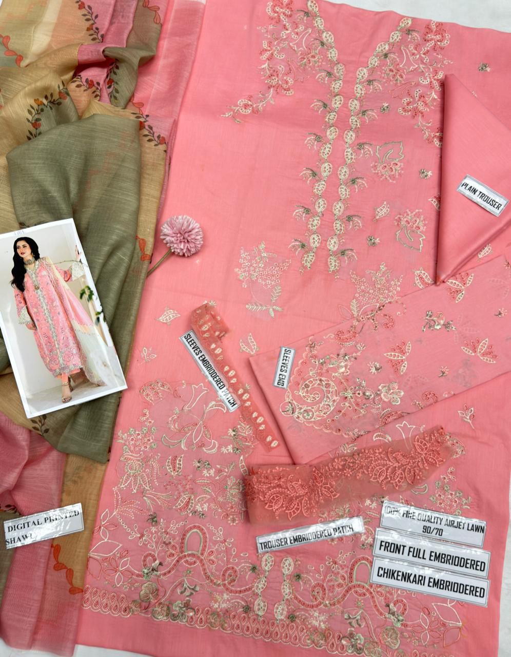 Qalamkar 2662 Heavy Chikenkari Lawn Suit with Swiss Voil Dupatta