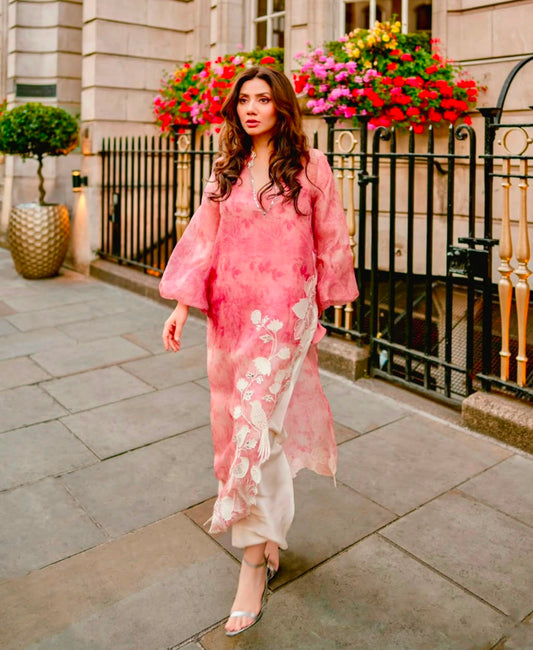 Sania Maskatya 3 Piece Embroidered Silk - Mahira Khan Design