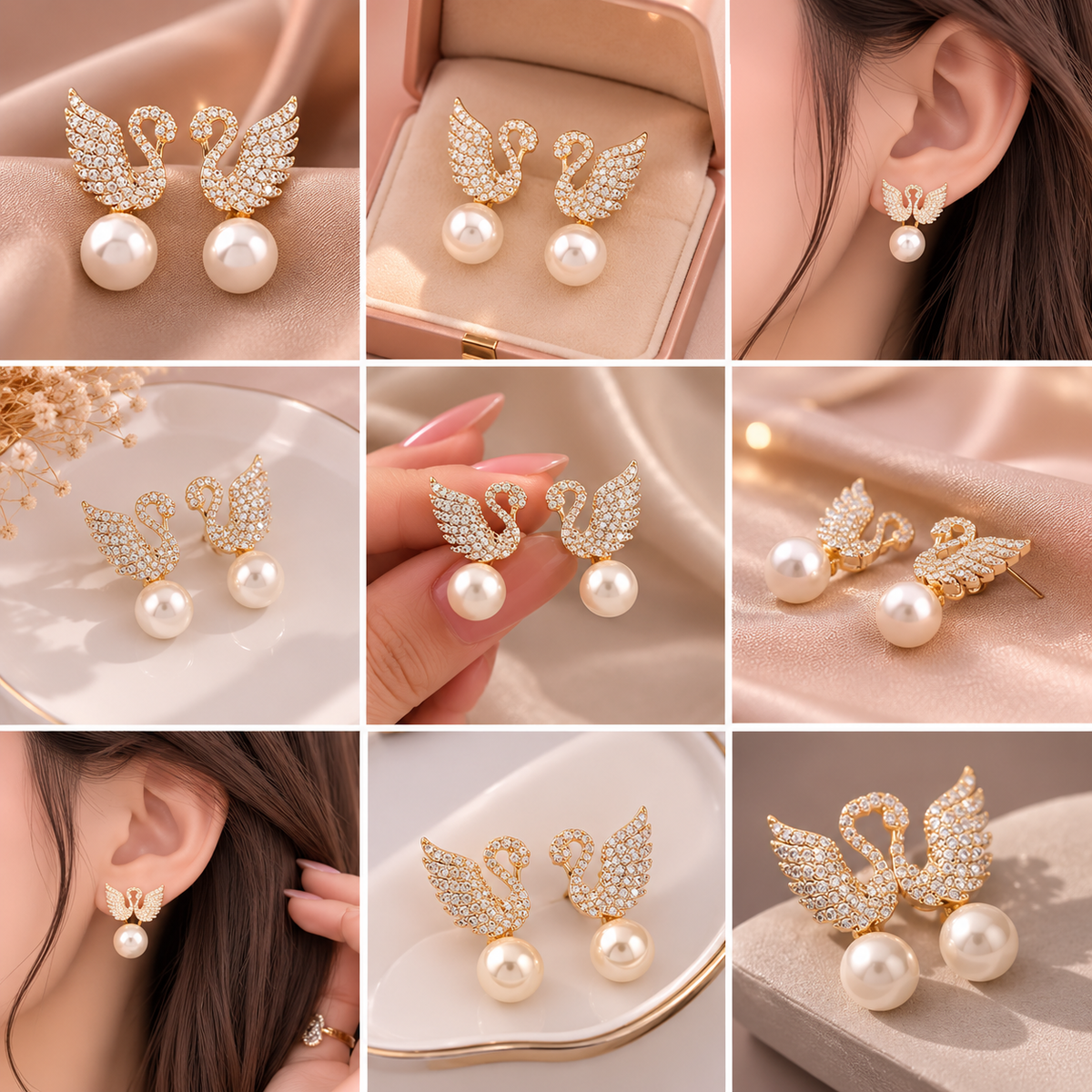 ZJE-911 Swan Pearl Earrings – Elegant Korean Style Jewellery , Stylish Accessory for Women