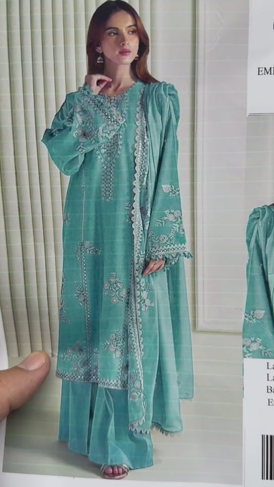 Cross Stitch 2668 - Luxury Heavy Embroidered Airjet Lawn 3 Piece | Bamber Chiffon Embroidered Dupatta